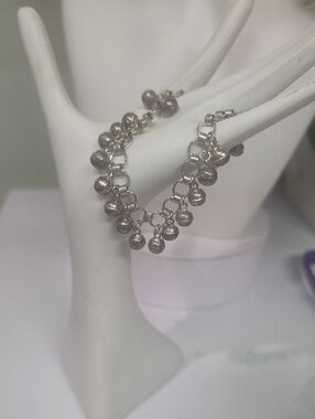 925 Strling Silver Bell Charm Bracelet 16g